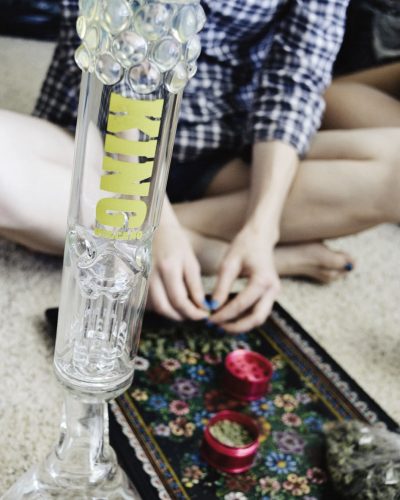 Girl Smoking Weed From Bong